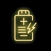 Glowing neon icon of medical report with lightning bolt symbolizing urgent care vector