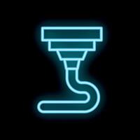 Glowing neon icon of gutter system for house roof vector