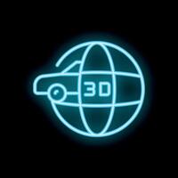 Neon icon of car on globe for 3d printing worldwide vector