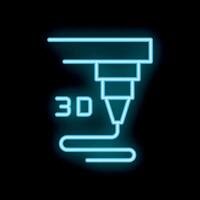 Neon sign of 3d printer printing filament in progress vector