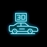 Neon icon of car with 3d sign representing automotive innovation vector
