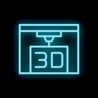 Neon icon of 3d printer printing three dimensional object vector