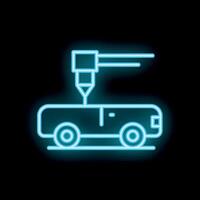 Neon sign of automated car painting machine in action vector