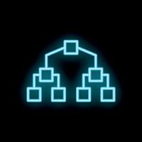 Neon blue site map glowing on a black background vector