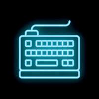 Neon icon of computer keyboard glowing on black background vector