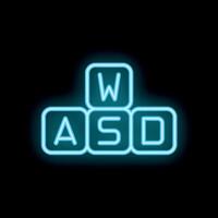 Neon wasd keys glowing on black background vector