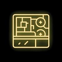 Neon yellow gps navigation system showing location on digital screen vector