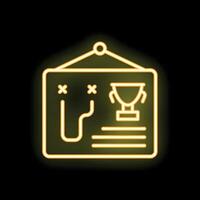 Neon sign showing path to success with trophy as a reward vector