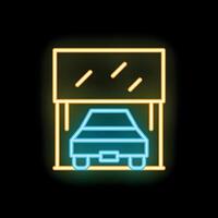 Neon icon of car parking under canopy sign symbol vector