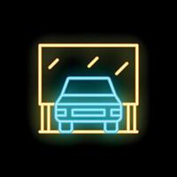 Neon sign depicting a car passing under a billboard at night vector