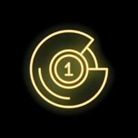 Neon icon of number one representing first place victory vector