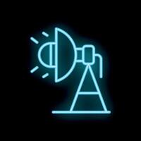 Neon studio light shining on black background vector