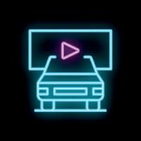 Neon sign showing car watching on large screen vector