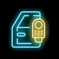 Neon icon of a smartphone using nfc technology for contactless payment vector