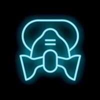 Neon respirator icon glowing on dark background vector
