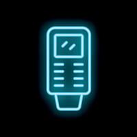 Neon sign of a credit card reader on a black background vector