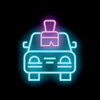Neon sign showing a paint brush on top of a car symbolizing car painting vector