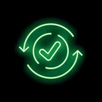 Neon green check mark rotating in continuous cycle vector