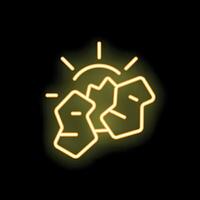 Neon icon of rocks representing stability, strength and success vector