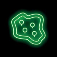 Green neon style virus icon glowing on black background vector