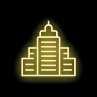 Glowing neon icon of buildings for cityscape design vector