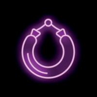Glowing neon icon of hanging sausage links on black background vector