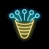 Neon sales funnel converting traffic into leads icon vector