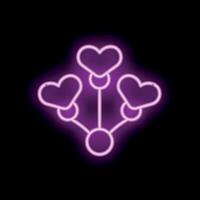 Neon love connection glowing brightly on black background vector