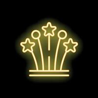 Neon fireworks display illuminating night sky vector