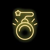 Neon yellow wrecking ball swinging on black background vector