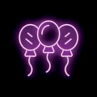 Neon sign showing three balloons floating on black background vector