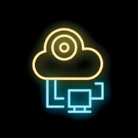 Neon icon of cloud computing system monitoring servers vector