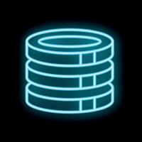 Neon icon of database storage system glowing on black background vector
