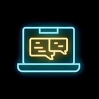 Neon laptop showing instant messaging chat bubbles vector