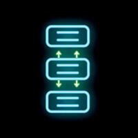 Neon glowing icon of data transferring between servers vector