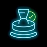 Neon icon of wedding ring being approved with check mark vector