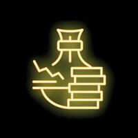 Neon sign representing money jar increasing savings with graph going up vector