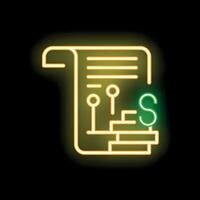Neon sign representing financial planning with increasing bars and dollar symbol on document vector