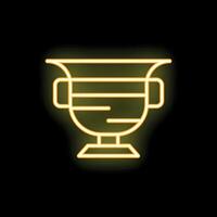 Glowing neon line amphora icon representing history and culture vector