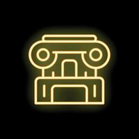 Yellow neon style icon representing an ionic column vector