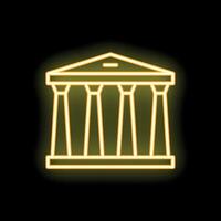 Neon yellow parthenon icon on black background vector
