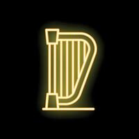 Neon harp glowing on dark background vector