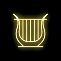 Neon harp glowing on dark background vector