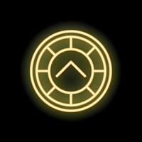 Neon yellow clock showing five minutes past twelve on black background vector