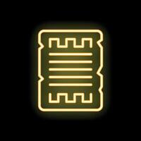 Neon yellow ancient scroll papyrus document icon glowing brightly vector
