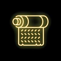 Neon icon of rolled up rubber mat with diamond tread pattern vector