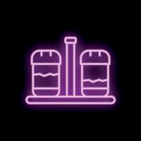 Neon sign of water cooler bottles on black background vector