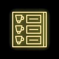 Glowing neon line coffee machine icon isolated on black background vector