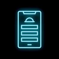 Neon smartphone showing online food ordering application interface vector