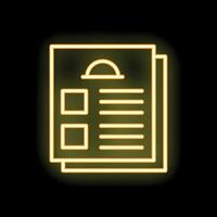 Neon yellow restaurant menu icon glowing on black background vector